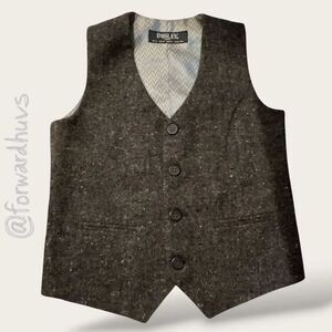 Paisley London Tweed Herringbone Button Front Vest Gray US 4T